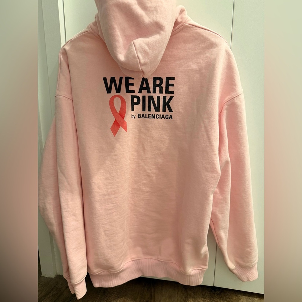 Balenciaga Light Pink Hoodie with Ribbon Detail